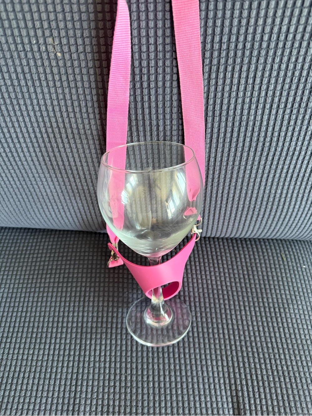 Pink Hands-Free Wine Glass Strap Holder